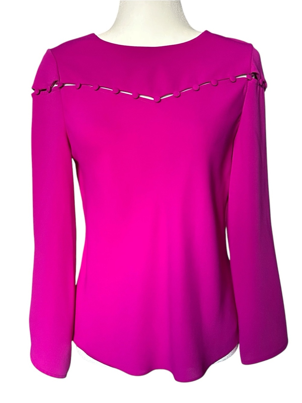 Karen Millen Fuchsia Purple Pink Long-Sleeve Cutout Unique Blouse Top 6